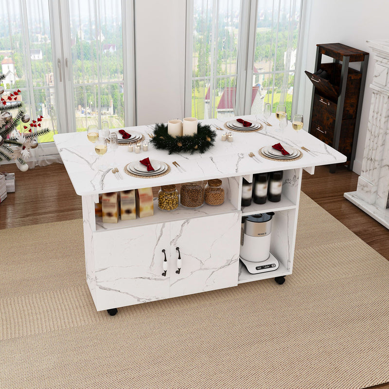 Multi Functional Folding Table With Storage Shelves And Wheels