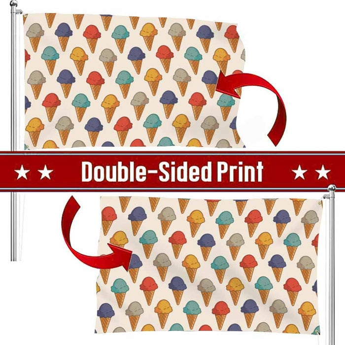 Vintage Ice Cream 3X5 Ft Summer Cold Food Colorful Flag for Outdoor, Indoor, Office, Workplace, Home, Garden, Business