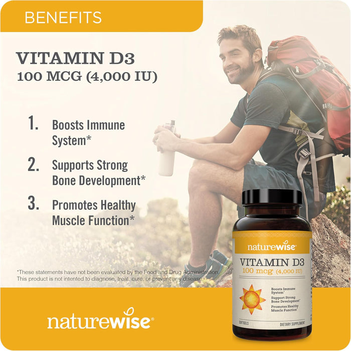 Vitamin D3 4000Iu (100 Mcg) 90-Day Supply for Immune Support, Healthy Muscle Function, and Bone Health - Non-Gmo, Gluten Free in Organic Extra Virgin Olive Oil, (Mini Softgel), 90 Count