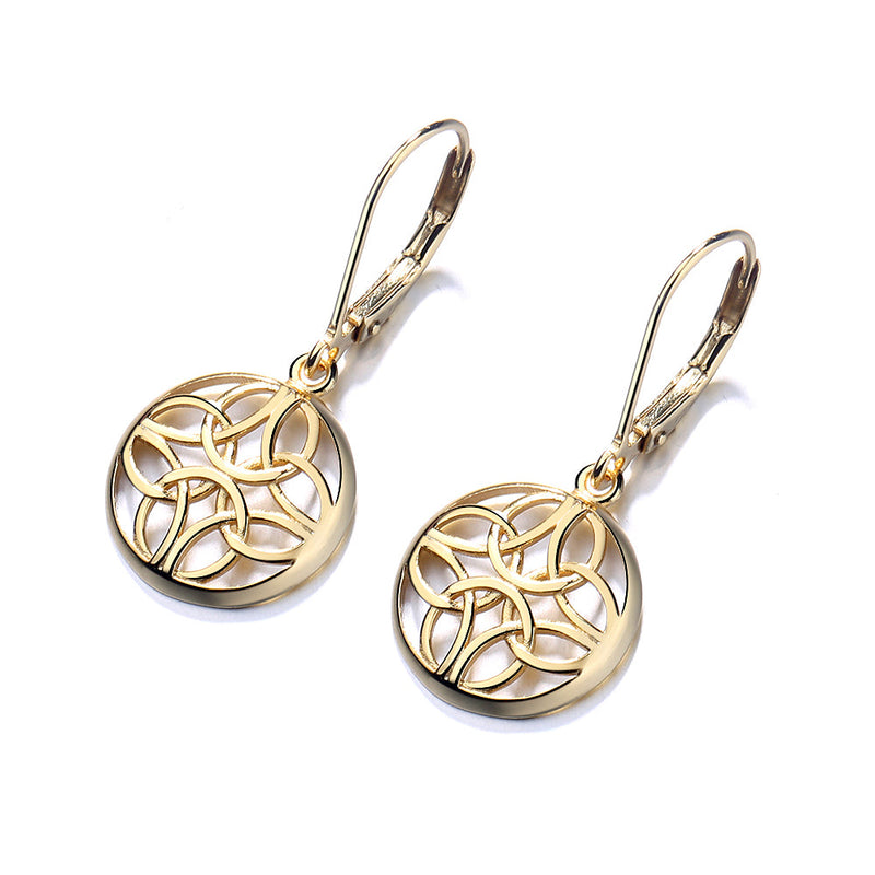 14K Gold and Sterling Silver Lever-Back Celtic Earring