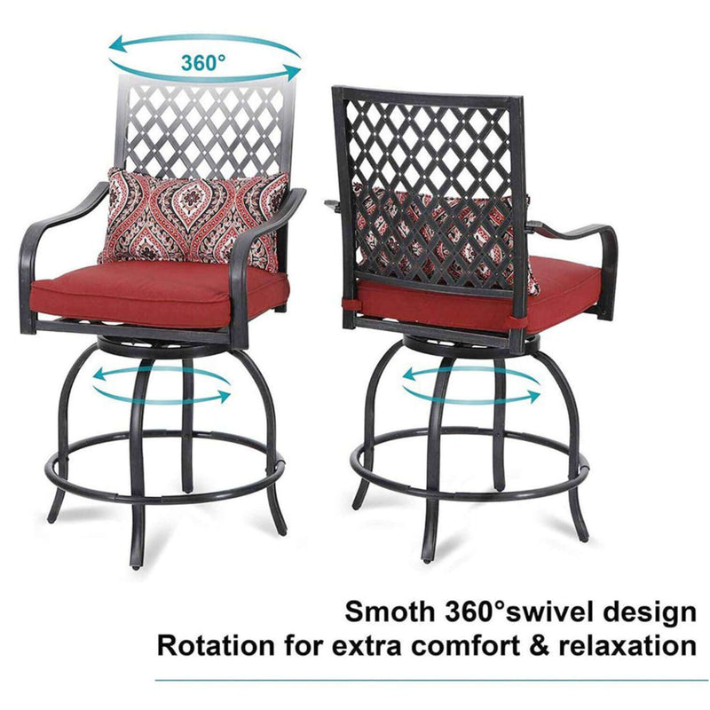 Alora 6-Piece Outdoor Patio Bar Set Dining Table With Umbrella & Swivel Bar Stools (SAK53218)