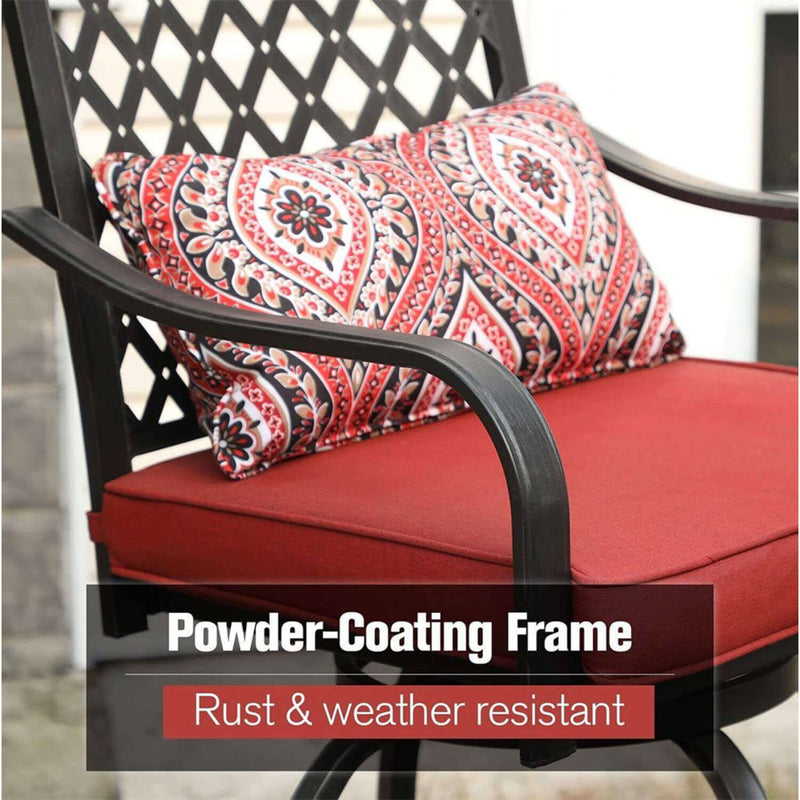 Alora 6-Piece Outdoor Patio Bar Set Dining Table With Umbrella & Swivel Bar Stools (SAK53218)