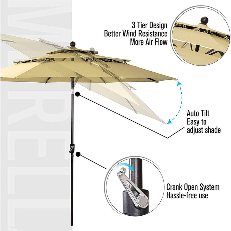 Alora 6-Piece Outdoor Patio Bar Set Dining Table With Umbrella & Swivel Bar Stools (SAK53218)