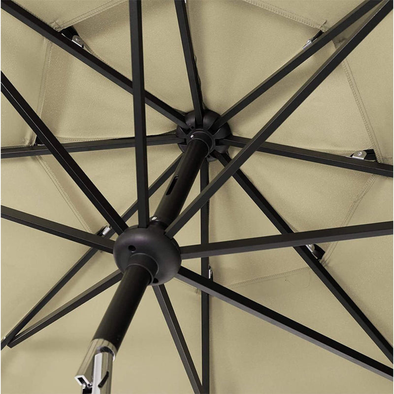 Alora 6-Piece Outdoor Patio Bar Set Dining Table With Umbrella & Swivel Bar Stools (SAK53218)