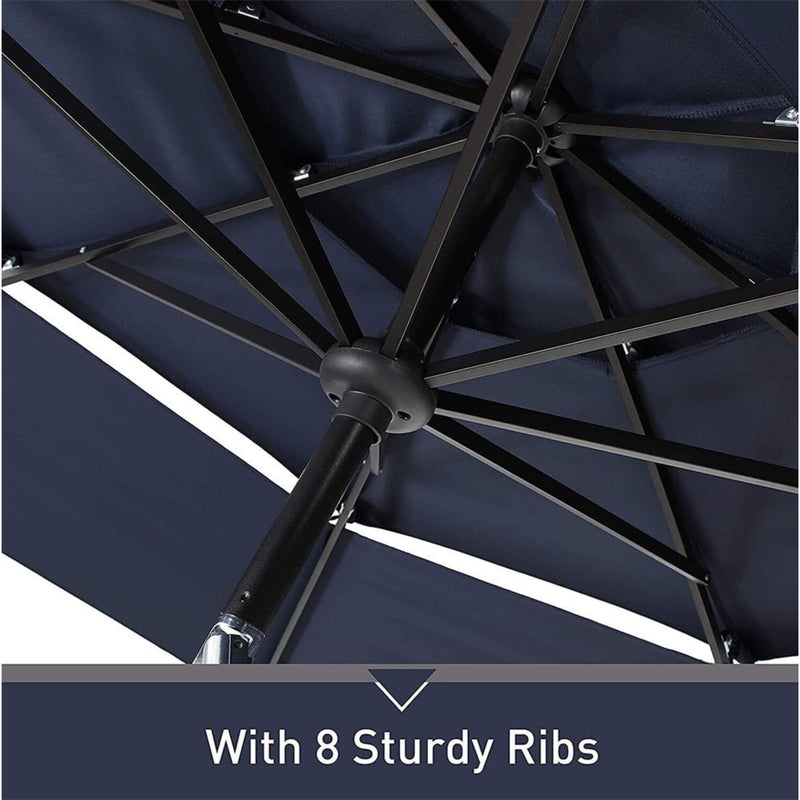 Alora 6-Piece Outdoor Patio Bar Set Dining Table With Umbrella & Swivel Bar Stools (SAK53218)