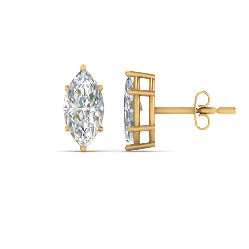 6 Prong Marquise Diamonds Solitaire Stud Earring in Basket Setting