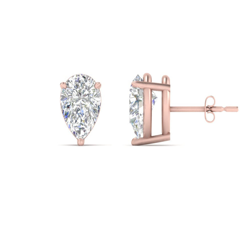 Three-Prong Pear Diamond Solitaire Stud Earrings (1.00ct - 10.00ct)
