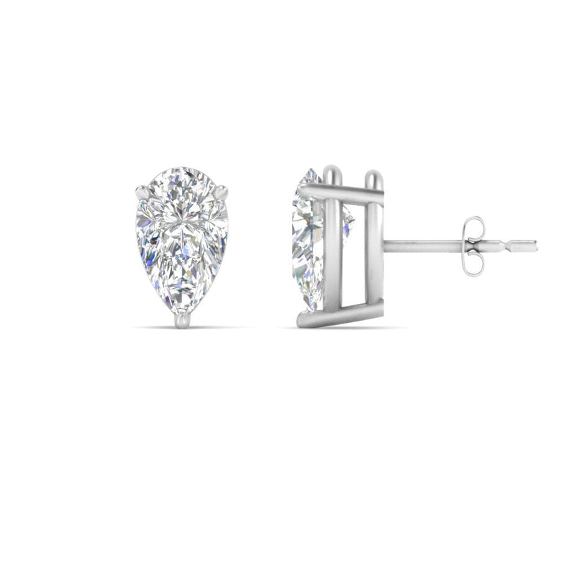 Three-Prong Pear Diamond Solitaire Stud Earrings (1.00ct - 10.00ct)