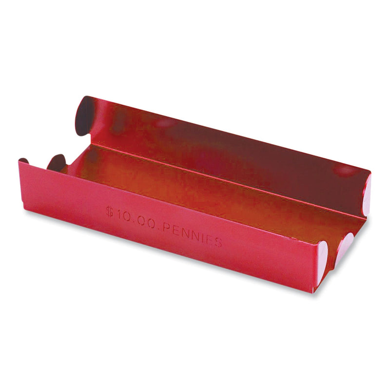 CONTROLTEK Metal Coin Tray, Pennies, Stackable, 3.5 x 10 x 1.75, Red