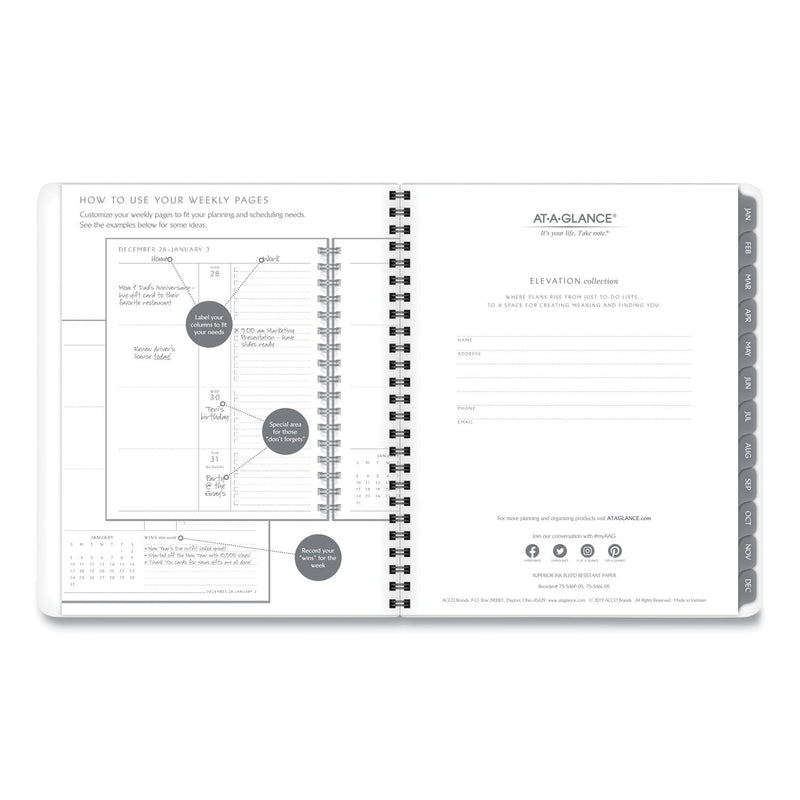 AT-A-GLANCE Elevation Linen Weekly/Monthly Planner, 8.75 x 7, Charcoal Cover, 12-Month (Jan to Dec): 2023
