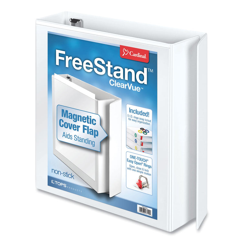 Cardinal FreeStand Easy Open Locking Slant-D Ring Binder, 3 Rings, 2" Capacity, 11 x 8.5, White