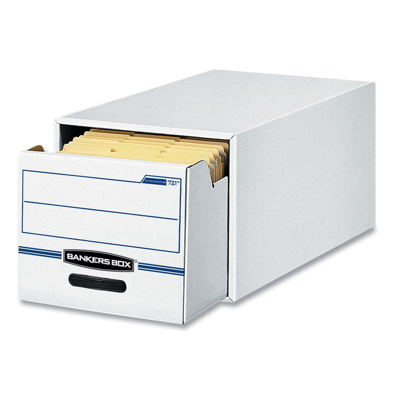 Bankers Box STOR/DRAWER Basic Space-Savings Storage Drawers, Legal Files, 16.75" x 19.5" x 11.5", White/Blue, 6/Carton