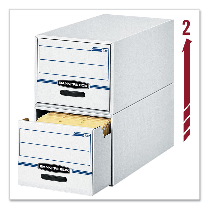Bankers Box STOR/DRAWER Basic Space-Savings Storage Drawers, Legal Files, 16.75" x 19.5" x 11.5", White/Blue, 6/Carton