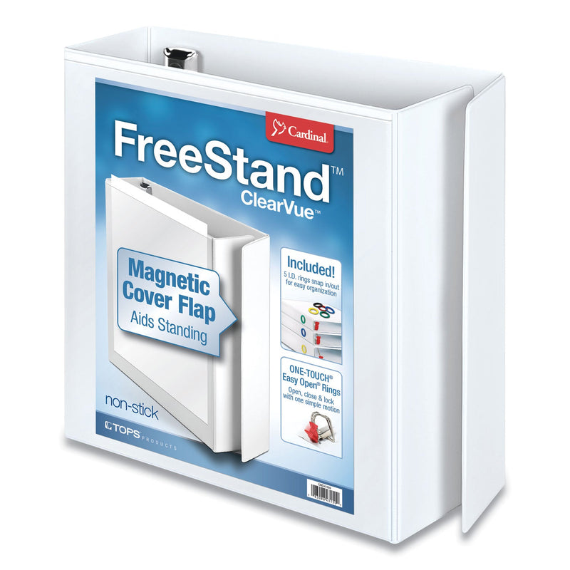 Cardinal FreeStand Easy Open Locking Slant-D Ring Binder, 3 Rings, 3" Capacity, 11 x 8.5, White