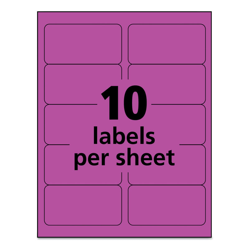 Avery High-Visibility Permanent Laser ID Labels, 2 x 4, Neon Magenta, 1000/Box