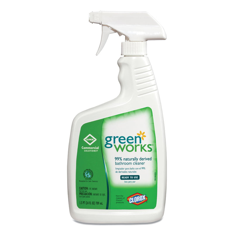 Green Works Bathroom Cleaner, 24 oz Spray Bottle, 12/Carton