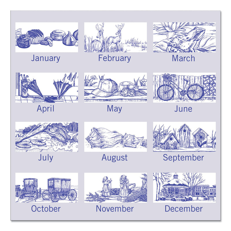 AT-A-GLANCE Illustrator’s Edition Wall Calendar, Victorian Illustrations Artwork, 12 x 12, White/Blue Sheets, 12-Month (Jan-Dec): 2023