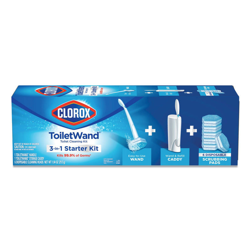 Clorox ToiletWand Disposable Toilet Cleaning System: Handle, Caddy and Refills, White, 6/Carton