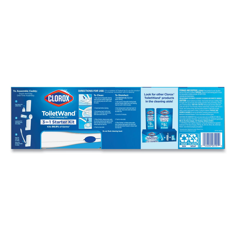 Clorox ToiletWand Disposable Toilet Cleaning System: Handle, Caddy and Refills, White