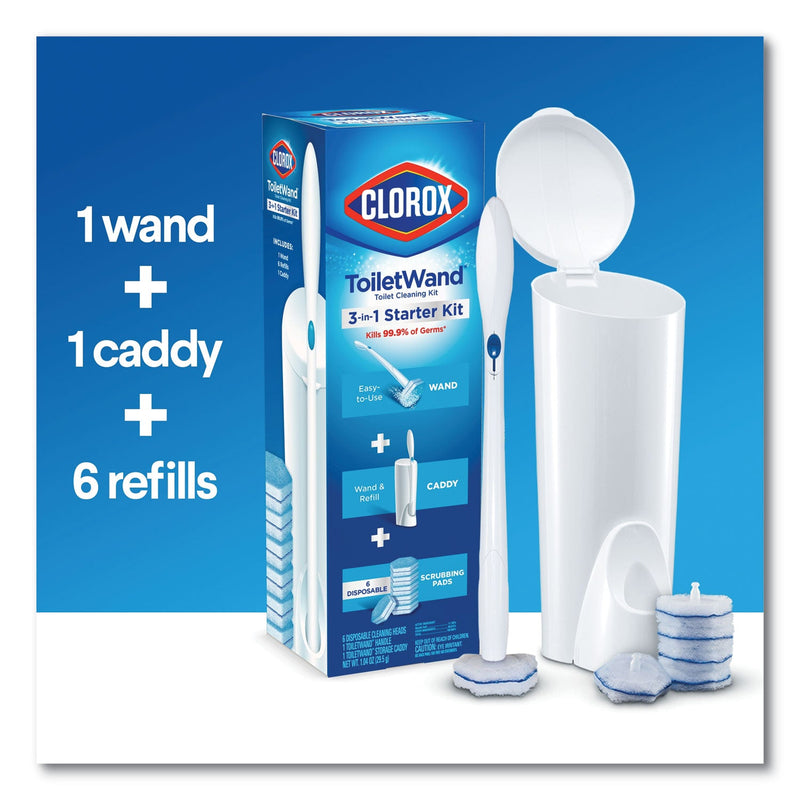Clorox ToiletWand Disposable Toilet Cleaning System: Handle, Caddy and Refills, White