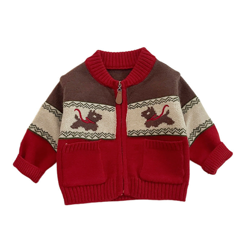 Autumn Winter Fleece-Lined Thickened Warm Knitted Cardigan Coat