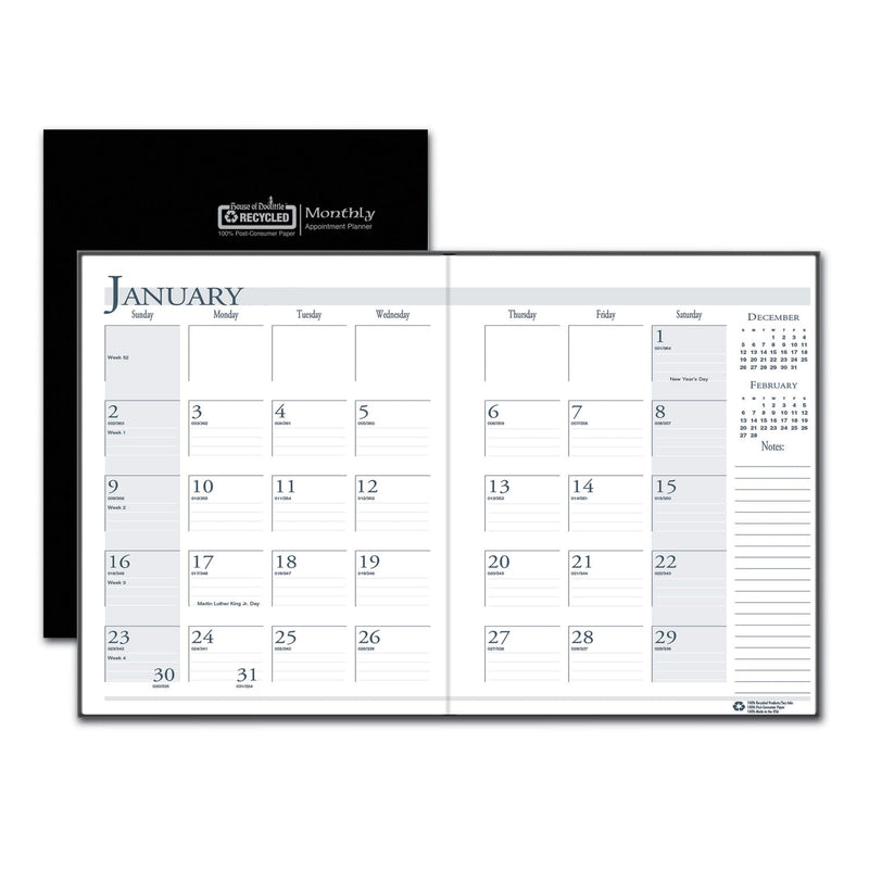 House of Doolittle Recycled Ruled 14-Month Planner with Stitched Leatherette Cover, 10 x 7, Black Cover, 14-Month (Dec to Jan): 2022 to 2024