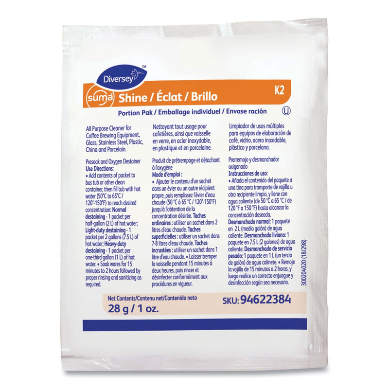 Diversey Suma Shine Portion Pak, Powder, 100 per carton