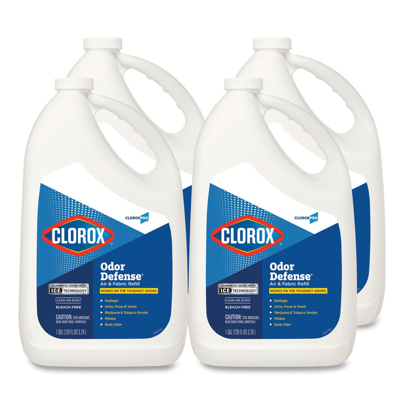 Clorox Commercial Solutions Odor Defense Air/Fabric Spray, Clean Air, 1 gal Bottle, 4/Carton