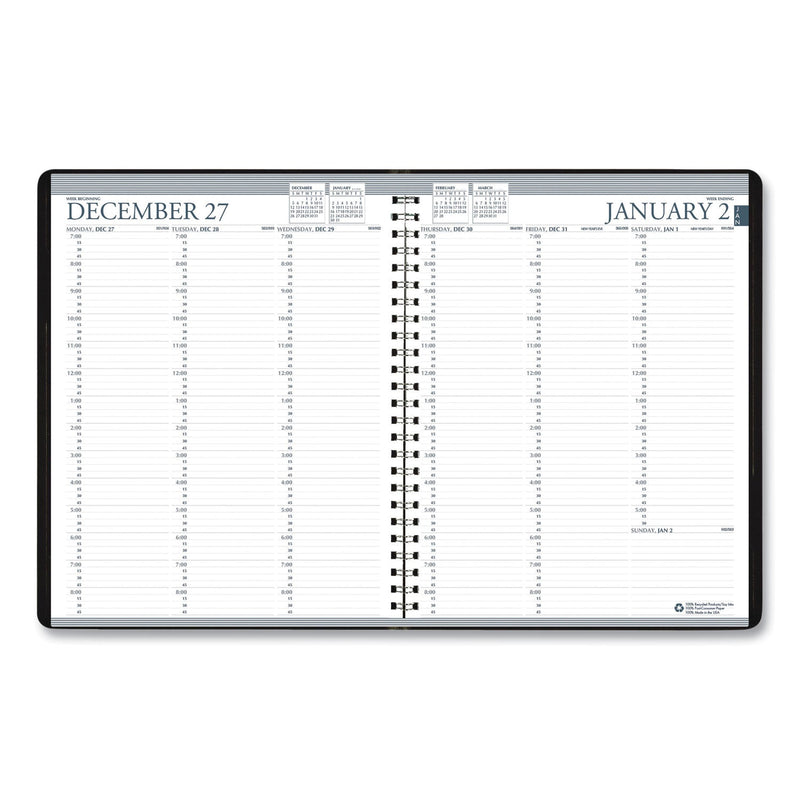 House of Doolittle Recycled Professional Weekly Planner, 15-Minute Appts, 11 x 8.5, Black Wirebound Soft Cover, 12-Month (Jan to Dec): 2023