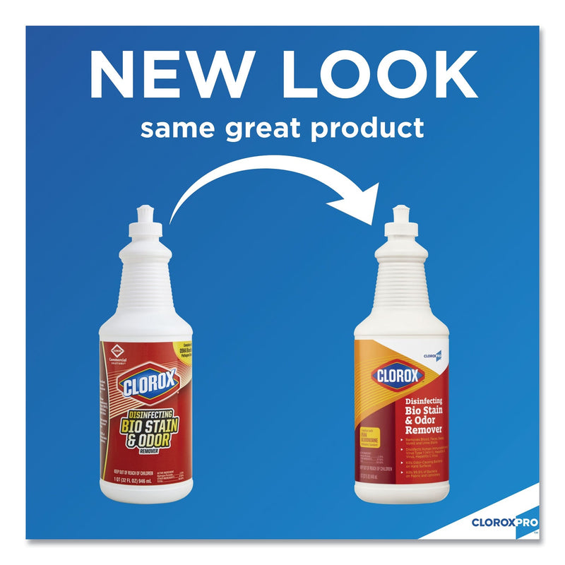 Clorox Disinfecting Bio Stain and Odor Remover, Fragranced, 32 oz Pull-Top Bottle, 6/CT