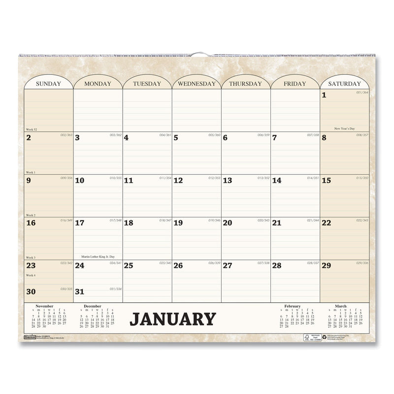 House of Doolittle Recycled Monthly Horizontal Wall Calendar, Marble Stone Artwork, 14.88 x 12, White/Sand Sheets, 12-Month (Jan to Dec): 2023