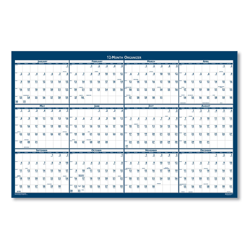 House of Doolittle Recycled Poster Style Reversible/Erasable Yearly Wall Calendar, 66 x 33, White/Blue/Gray Sheets, 12-Month (Jan to Dec): 2023