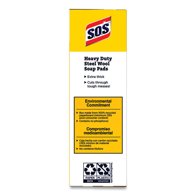 S.O.S. Steel Wool Soap Pads, 2.5 x 2.5, Steel, 15 Pads/Box, 12 Boxes/Carton
