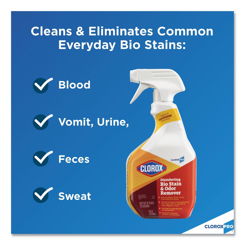 Clorox Disinfecting Bio Stain and Odor Remover, Fragranced, 128 oz Refill Bottle