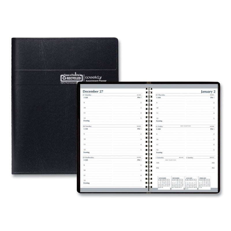 House of Doolittle Recycled Weekly Appointment Book, 8 x 5, Black Cover, 12-Month (Jan to Dec): 2023