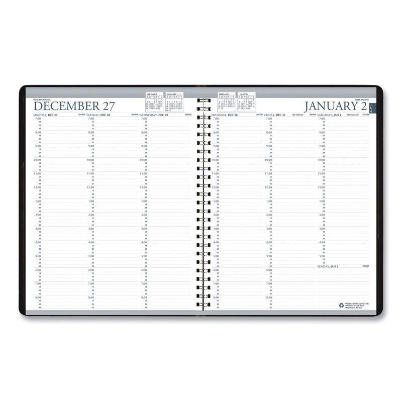 House of Doolittle Recycled Professional Weekly Planner, 15-Minute Appts, 11 x 8.5, Black Wirebound Soft Cover, 24-Month (Jan-Dec): 2023-2024