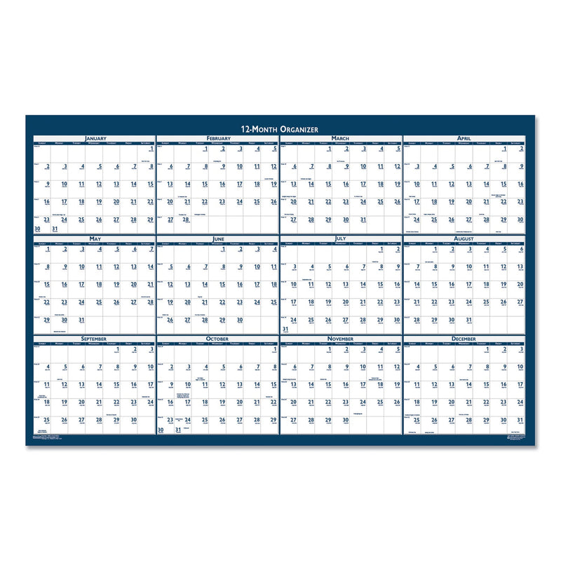 House of Doolittle Recycled Poster Style Reversible/Erasable Yearly Wall Calendar, 32 x 48, White/Blue/Gray Sheets, 12-Month (Jan to Dec): 2023