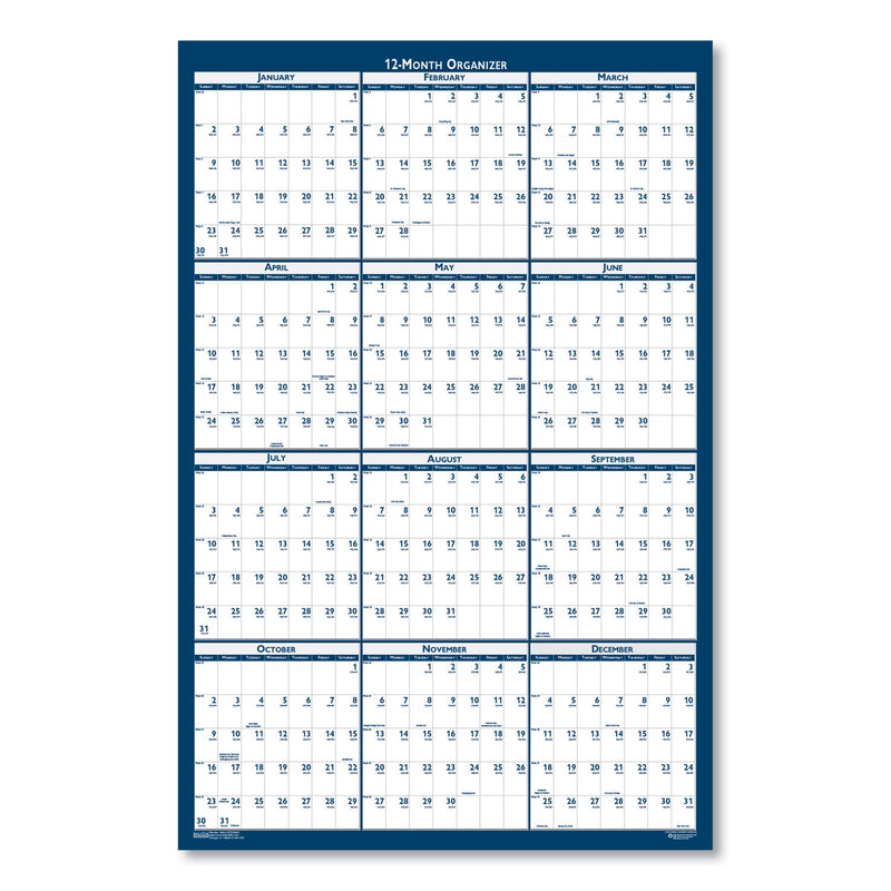 House of Doolittle Recycled Poster Style Reversible/Erasable Yearly Wall Calendar, 32 x 48, White/Blue/Gray Sheets, 12-Month (Jan to Dec): 2023