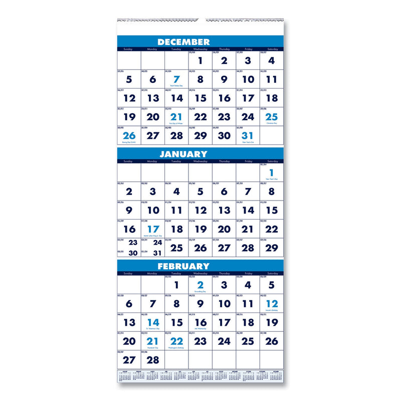 House of Doolittle Recycled Three-Month Format Wall Calendar, Vertical Orientation, 8 x 17, White Sheets, 14-Month (Dec to Jan): 2022 to 2024