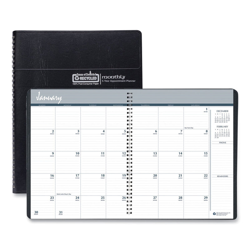 House of Doolittle Recycled Monthly 5-Year/62-Month Planner, 11 x 8.5, Black Cover, 62-Month (Dec to Jan): 2022 to 2028