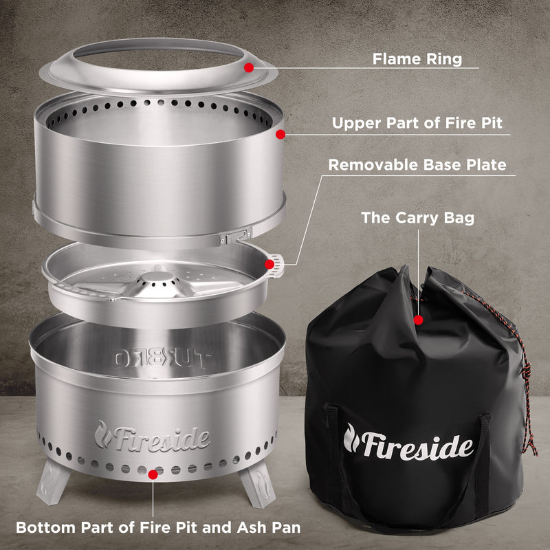 Pluto R19-SS Smokeless Outdoor Fire Pit -  Stainless Steel