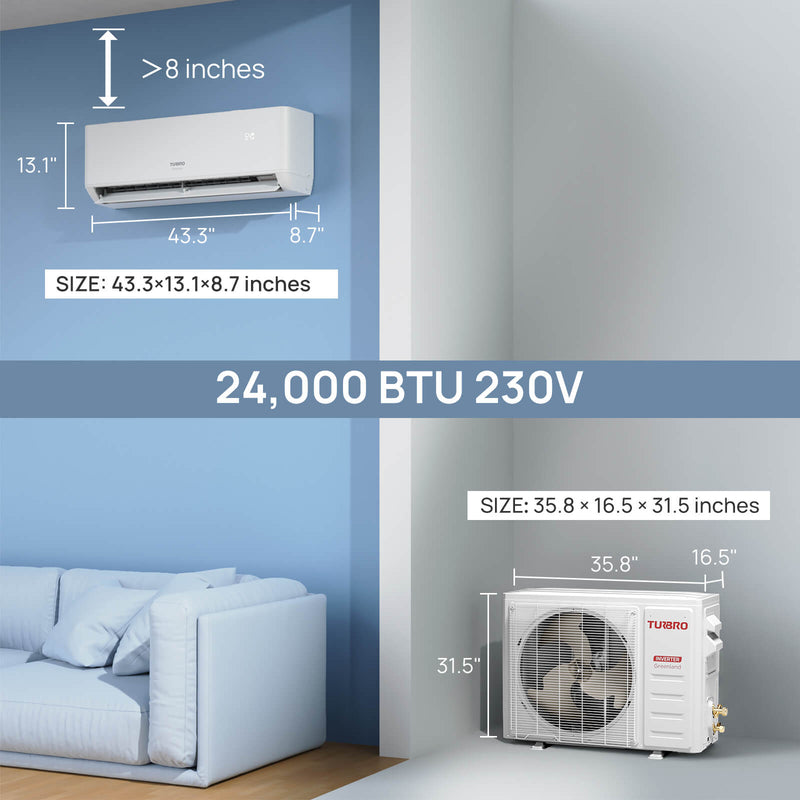 Greenland 24,000 BTU WiFi Ductless Mini Split AC with Heat Pump (R454B)