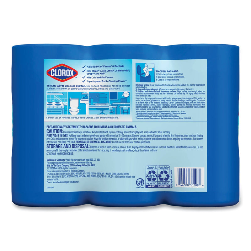 Clorox Disinfecting Wipes, 7 x 8, Fresh Scent/Citrus Blend, 75/Canister, 3/Pack, 4 Packs/Carton