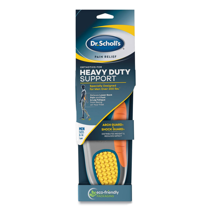 Dr. Scholl's Pain Relief Orthotic Heavy Duty Support Insoles, Men Sizes 8 to 14, Gray/Blue/Orange/Yellow, Pair