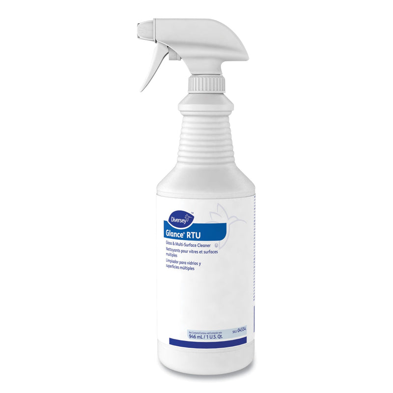 Diversey Glance Glass and Multi-Surface Cleaner, Liquid, 32 oz Spray Bottle, 12/Carton