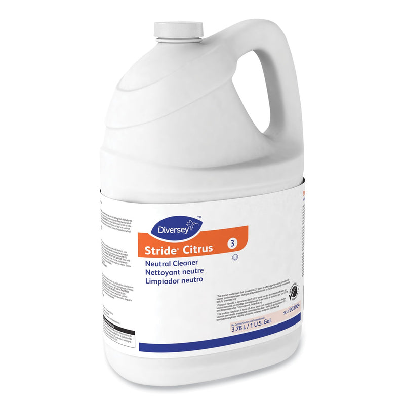 Diversey Stride Neutral Cleaner, Citrus, 1 gal, 4 Bottles/Carton