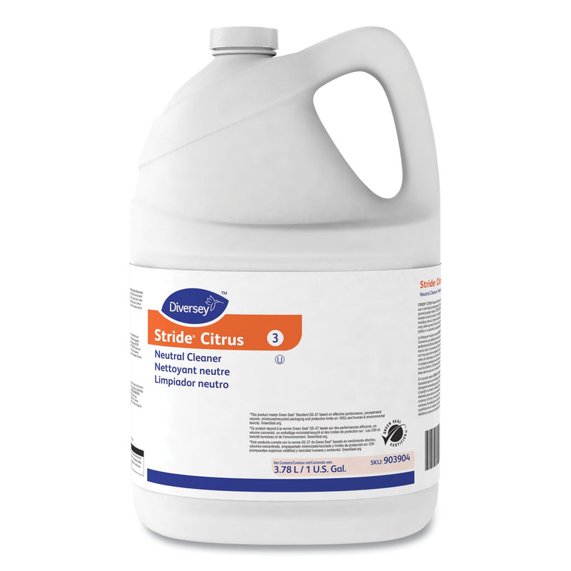 Diversey Stride Neutral Cleaner, Citrus, 1 gal, 4 Bottles/Carton