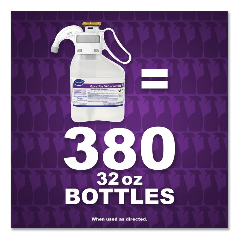 Diversey Oxivir Five 16 Concentrate One Step Disinfectant Cleaner, Liquid, 1.4 L, 2/CT