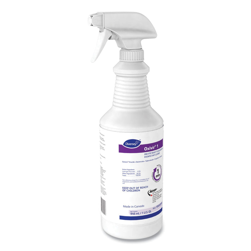 Diversey Oxivir 1 RTU Disinfectant Cleaner, 32 oz Spray Bottle, 12/Carton