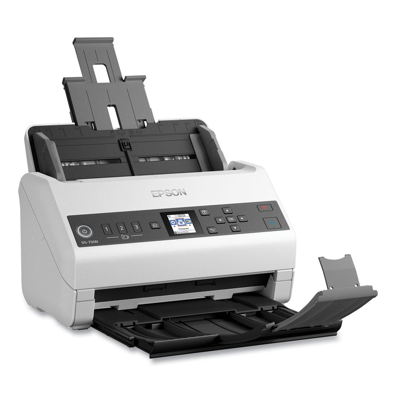 Epson DS-730N Network Color Document Scanner, 600 dpi Optical Resolution, 100-Sheet Duplex Auto Document Feeder